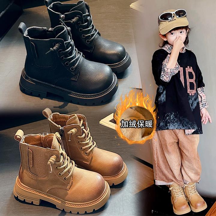 儿童马丁靴冬季加绒二棉保暖2-10岁女童靴子冬款小中大童男童短靴