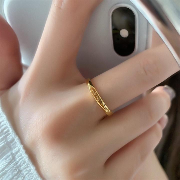 钛钢戒指 ins风小众时尚不掉色几何切面法语爱你字母戒指女B13