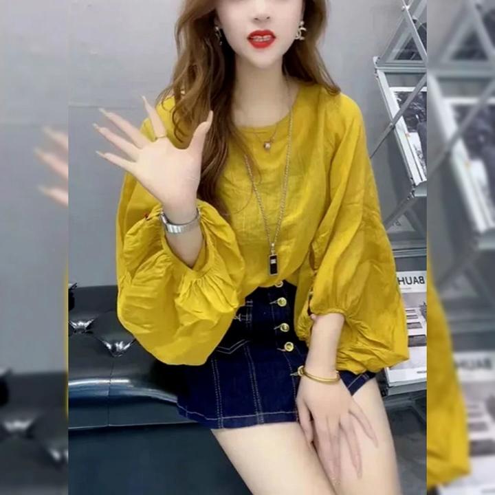 专柜清仓捡漏一线衬衫女春秋九分袖洋气小衫百搭宽松慵懒风上衣潮