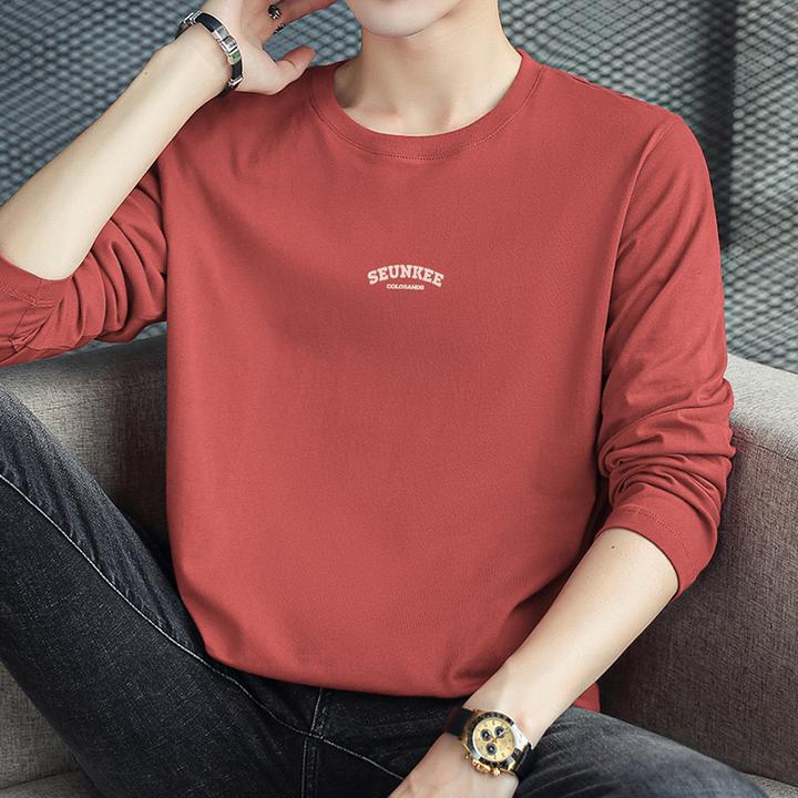 纯棉t恤男士长袖圆领秋衣服潮流宽松全棉内搭打底衫秋季小衫体恤