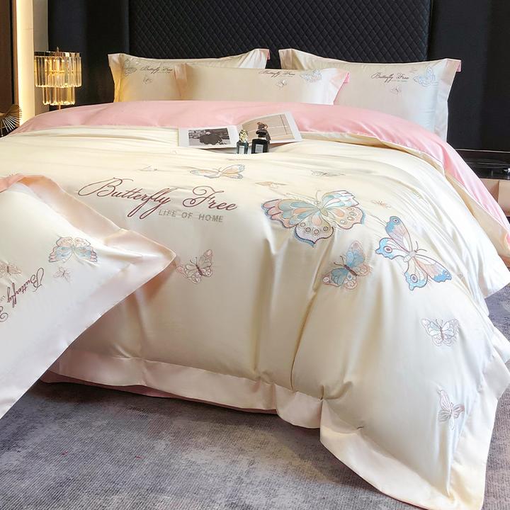 富安娜160S长绒棉四件套高级感轻奢秋冬磨毛简约全棉被套床上用品