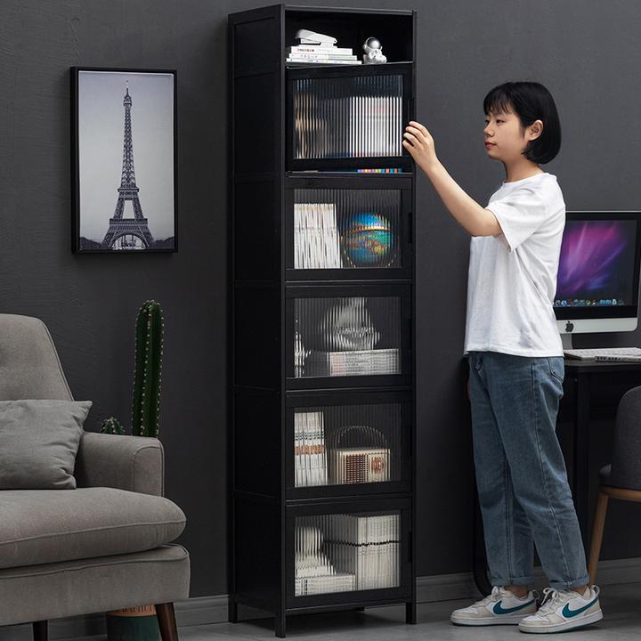 书架置物架落地书柜子家用儿童多层客厅简易实木靠墙收纳杂物窄柜