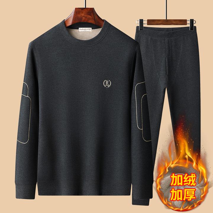 新款商务德绒秋衣秋裤加绒加厚保暖内衣男套装