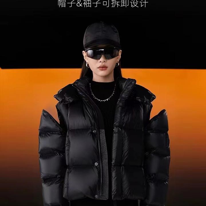 铂金魔方！轻奢极寒保暖袖子脱卸短款羽绒服
