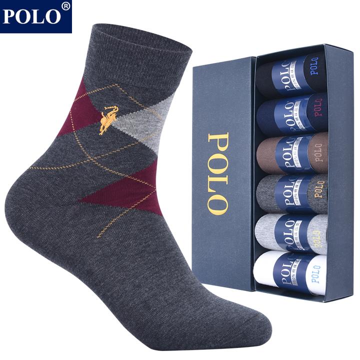 POLO袜子男士夏季薄款透气英伦风条纹中筒袜吸湿排汗无骨休闲棉袜