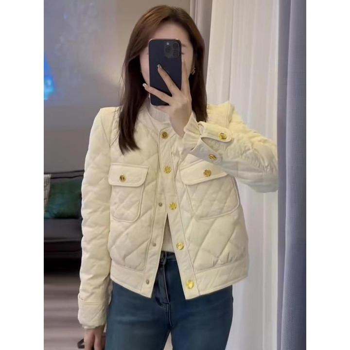 MK&DK秋冬小香风菱格夹棉外套女新款气质高级小个子短款棉服上衣