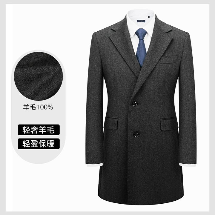 男士冬季羊毛大衣宽松呢子男外套男款中长款百搭双排扣保暖修身
