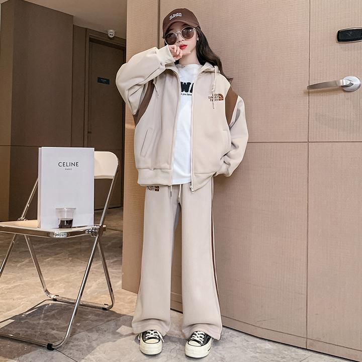 巴拉巴拉恩女童套装冬装2024新款洋气时髦加绒加厚外套大童春秋季