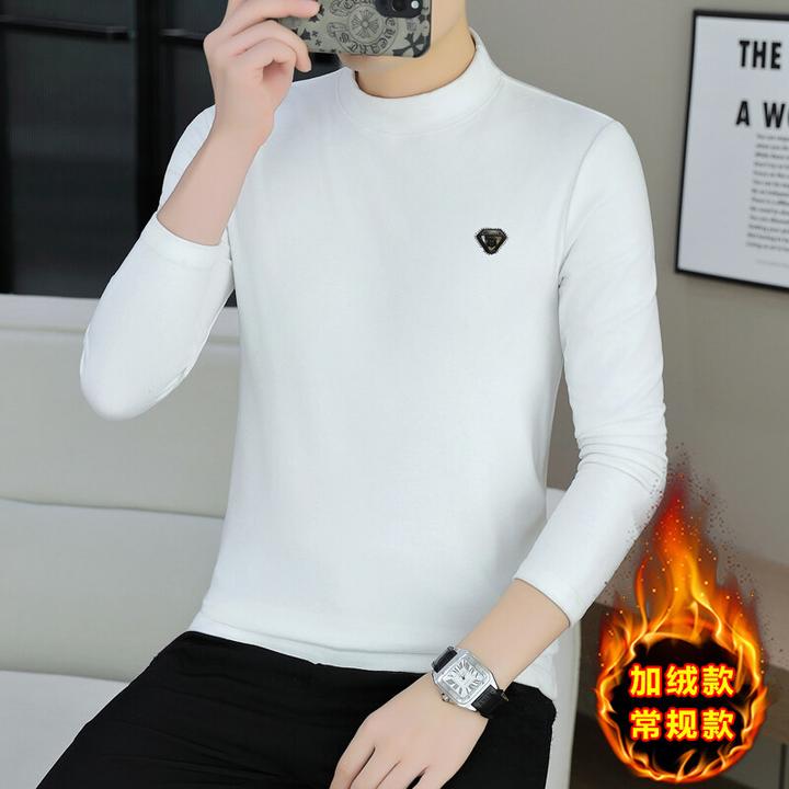 双面德绒打底衫男款长袖内搭秋冬季加绒t恤半高领保暖秋衣上衣服