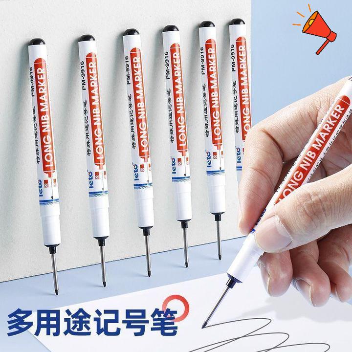 长头记号笔油性防水耐擦加长头打孔深孔细长多色记号笔瓷砖