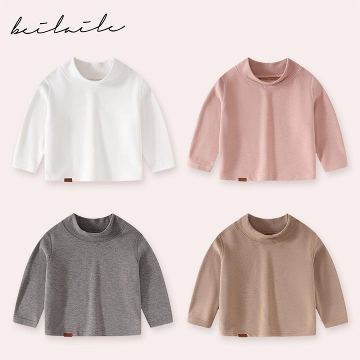 【无骨德绒高领T】宝宝长袖T恤春秋婴儿打底衫男童上衣女童秋装i27