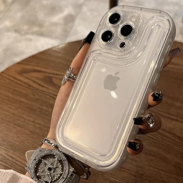 简约透黑气囊苹果16手机壳iPhone15/4promax高级13全包镜头12软xr