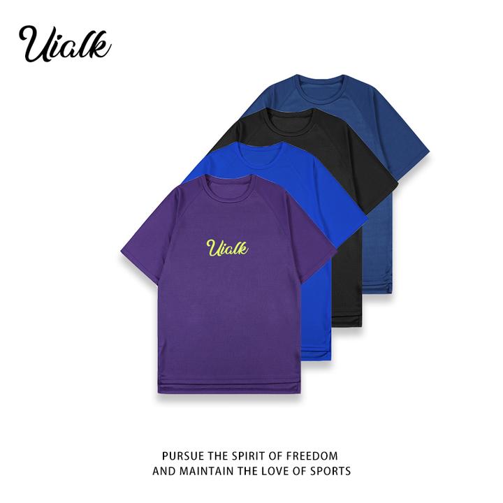 UIALKON透气国潮圆领字母吸湿男女速干跑篮投篮宽松纯色短袖百搭