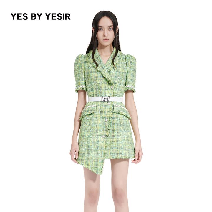 YES BY YESIR叶谦原创设计师暖春香风马甲连衣裙