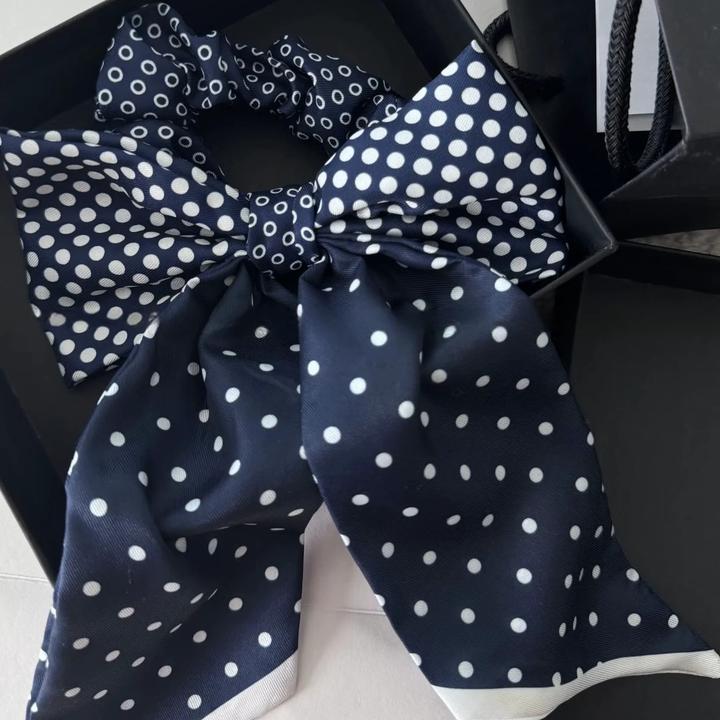 高级波点蝴蝶结发圈慵懒秋冬大肠圈轻奢高级发绳法式超长飘带头绳