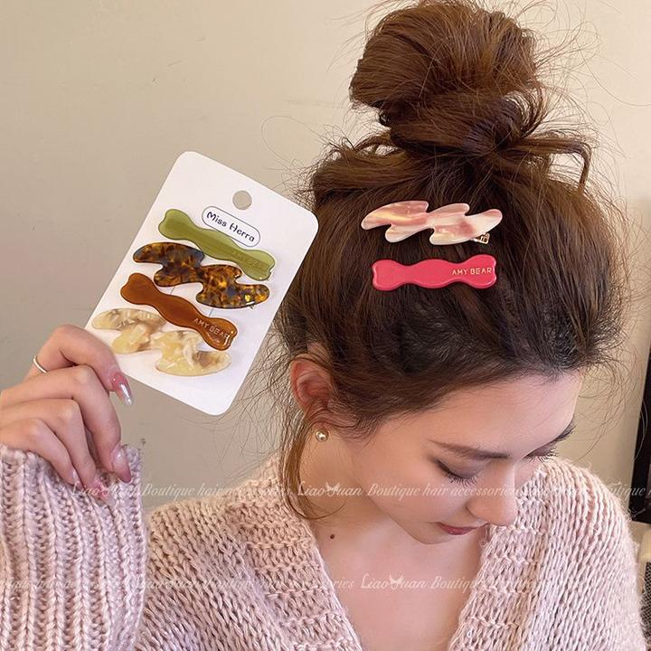 简约2个醋酸碎发夹头饰气质刘海夹女前额鸭嘴夹子2024新款高级感