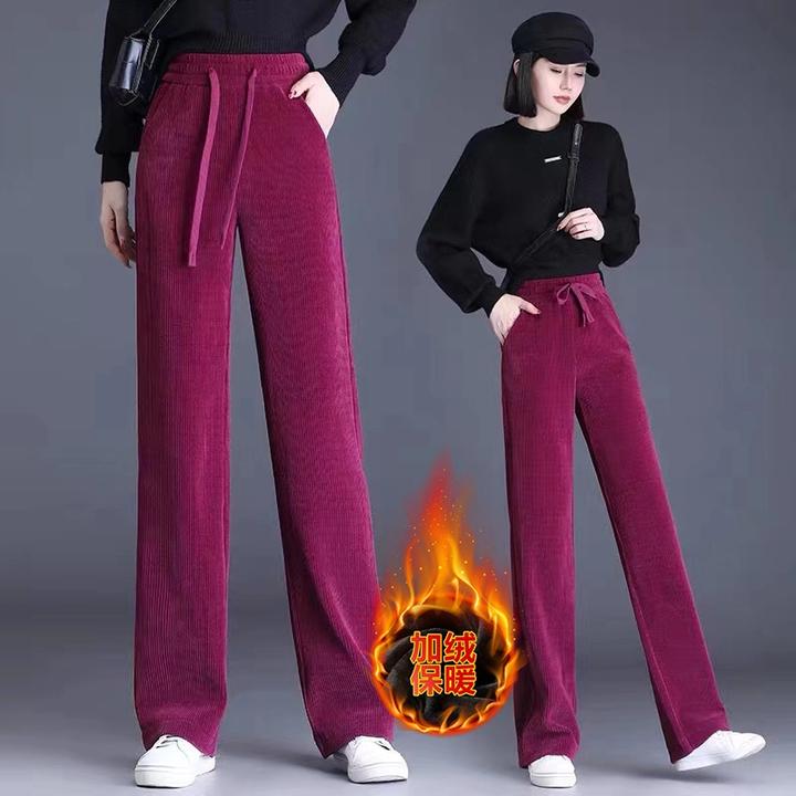 秋冬2024时尚百搭窄版直筒裤女显瘦阔腿裤高腰休闲裤