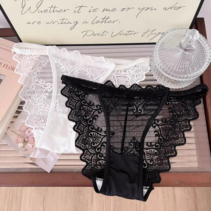 法式蕾丝~内裤女小性感网纱透气蜜臀细带高弹舒适中要女士三角裤