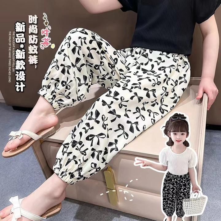 女童夏季薄款冰丝防蚊裤宽松洋气儿童长裤夏装2025新款宝宝灯笼裤