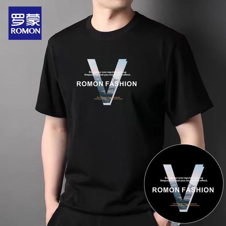 罗蒙冰丝莫代尔男士短袖t恤夏天2025新款潮流高级半袖体恤上衣服
