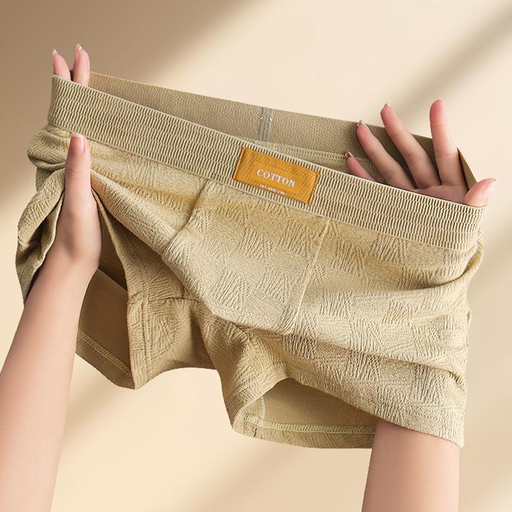 新款纯色棉质男士内裤时尚休闲男生平角裤舒适透气大码青年四角裤