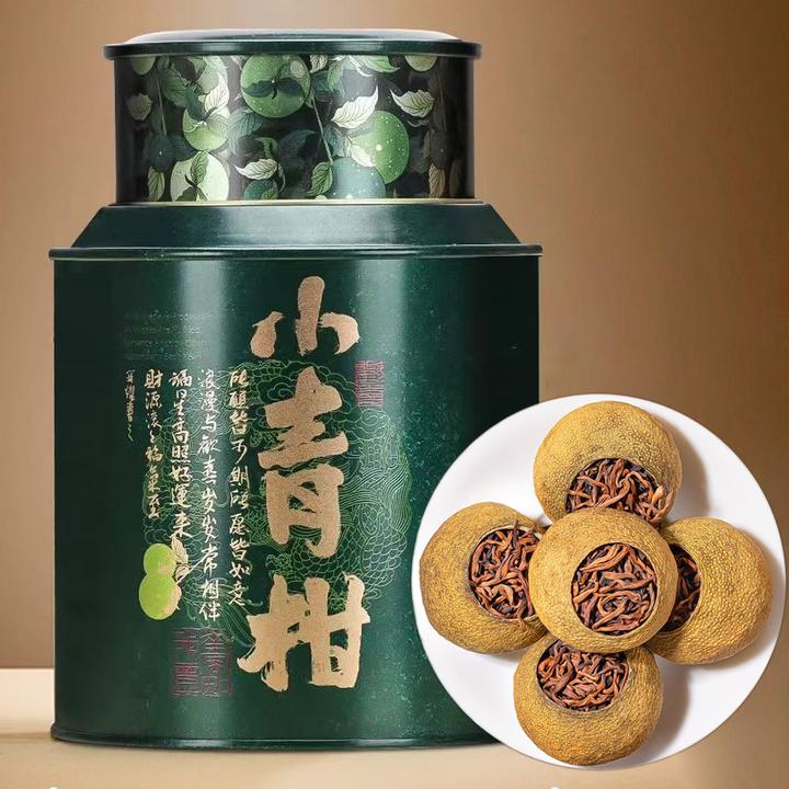 新会小青柑浓郁生晒柑普茶古树普洱茶叶陈皮熟茶礼盒罐装500g