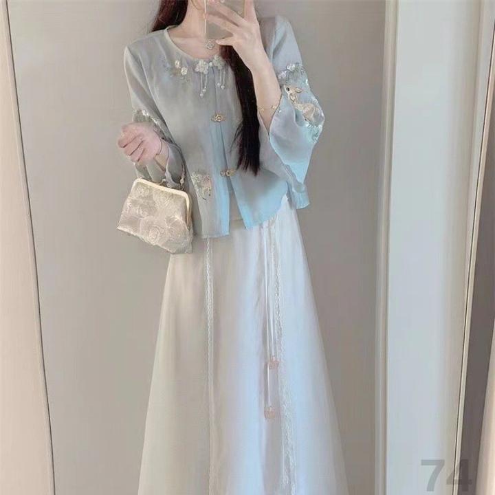 新中式国风马面裙套装女夏季新款唐装中国风女装改良汉服成人