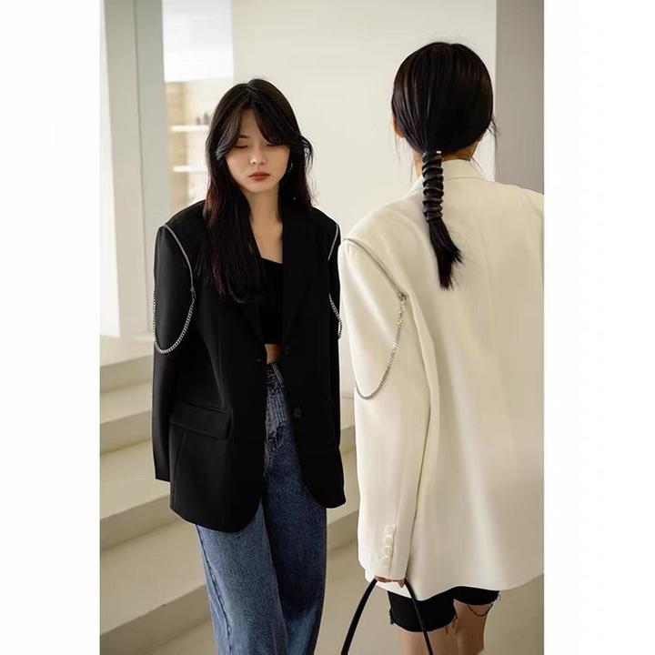 周扬青同款小西服女春季2023新款设计感小众袖子拉链条西装外套女