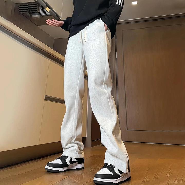 秋冬男高中生直筒运动卫裤高个子潮加绒加厚微喇显高加长休闲裤子