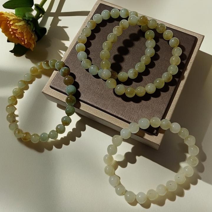 和田玉且末带糖卡8圆珠手串9829（多样性发货拍一发一）