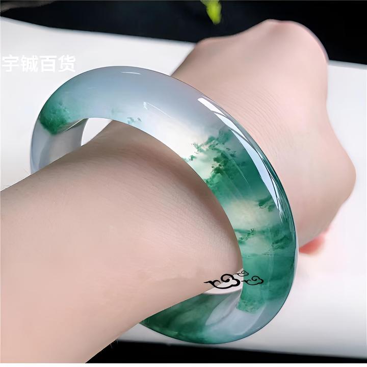 精品手工时尚冰透飘花手镯女款百搭高档精美时尚手镯