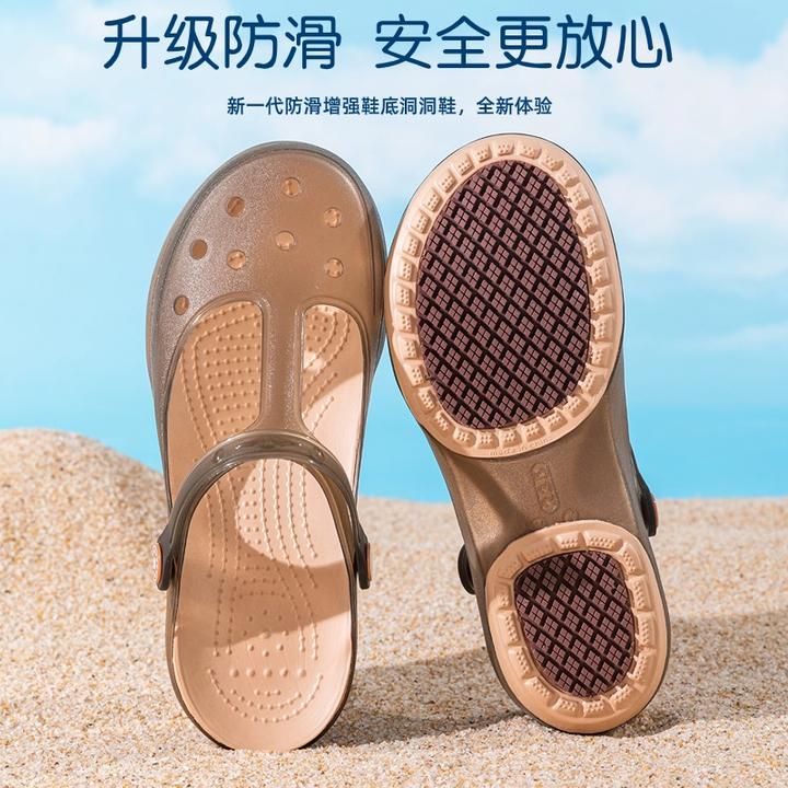 升级防滑】洞洞鞋女外穿凉拖鞋新款夏季厚底孕妇中老年人沙滩凉鞋