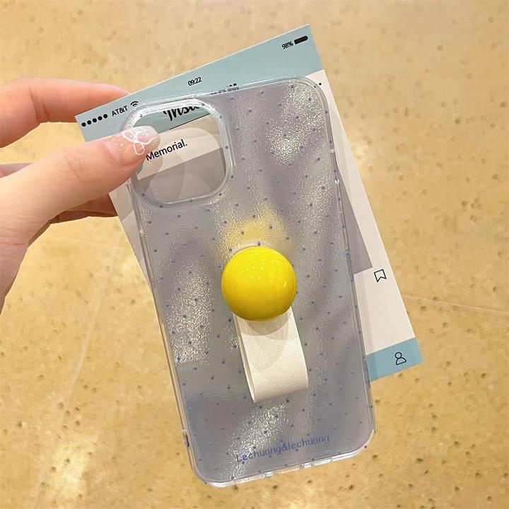 韩系波点圆球指环适用苹果14promax手机壳iPhone15/12/13羽纱11女