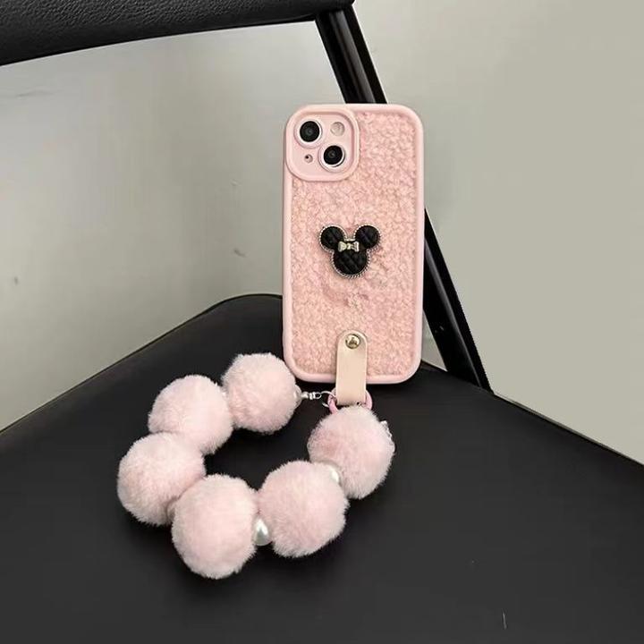 可爱卡通米奇毛绒绒手链苹果13女款14promax小众iPhone15保护套