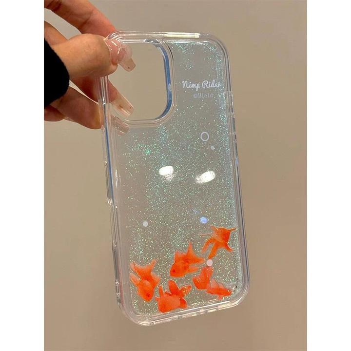 小众高级感流沙小锦鲤适用苹果16promax手机壳iPhone15新款14女13