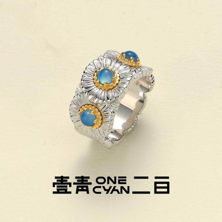 ONECYAN 925银戒指 《奈》925银四色雏菊戒指