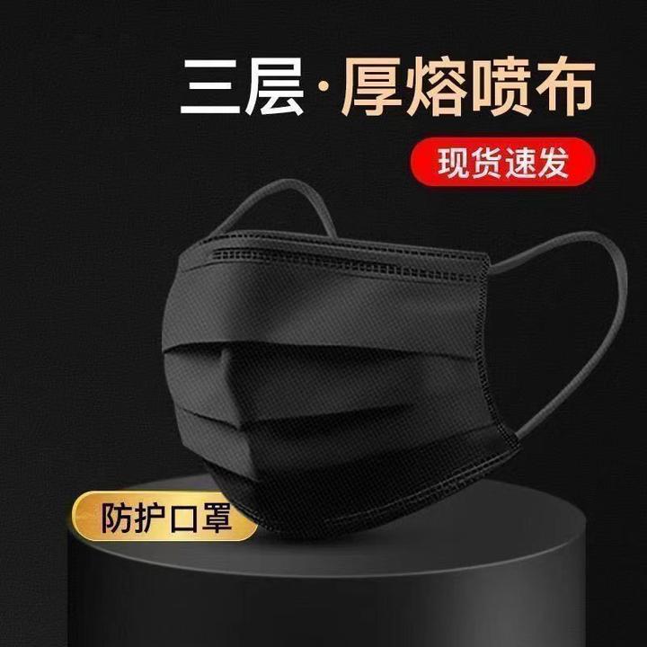 【三层黑色】透气护防夏季网红时尚口罩一次性独立包装成人