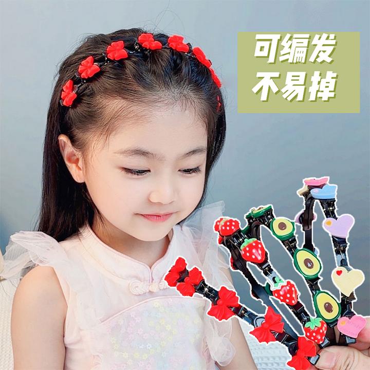 夏季儿童编发草莓头箍立体小孩网红时尚防滑碎发卡发箍可爱发饰