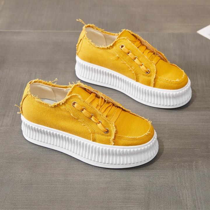 厚底帆布鞋女鞋2024春夏新款韩版百搭内增高休闲鞋ins潮平底板鞋