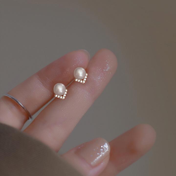 银致 925银耳饰 法式精致小巧耳钉女轻奢耳环小众简约气质温柔