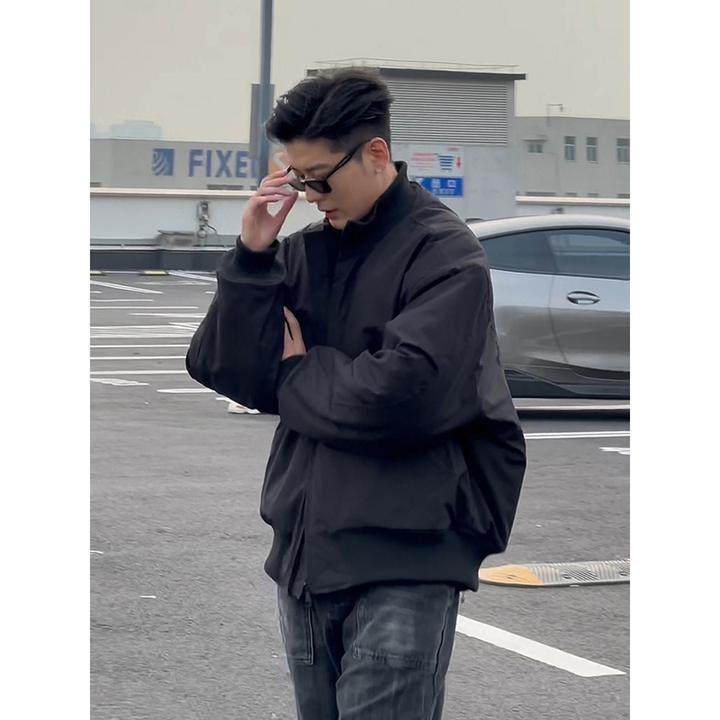 美式飞行员夹克棉服男秋冬季高街廓形痞帅立领外套bomber短款棉衣