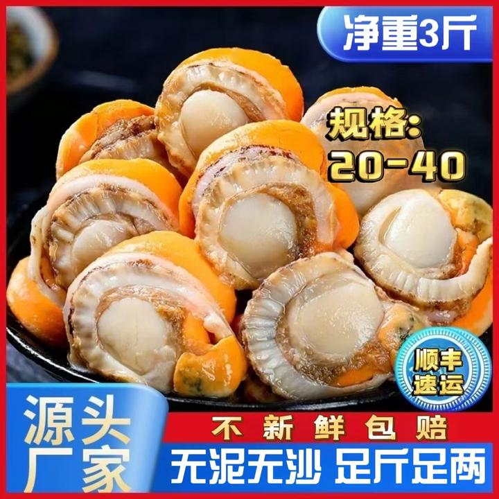 大号扇贝肉2040规格带膏带黄原汁肥美无沙新鲜冷冻不新鲜坏单包赔