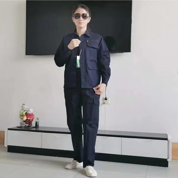 HS-薄款夏季工装工作服套装上衣+裤子(男女同款大口袋工装）