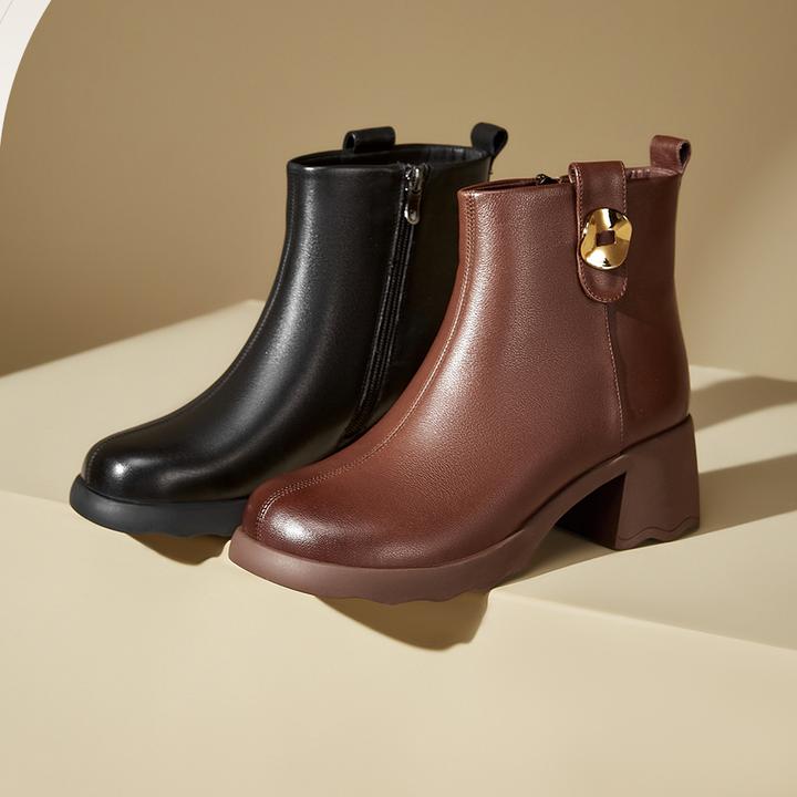 意尔康官方正品瘦瘦靴软底百搭经典时尚洋气短靴冬季英伦风马丁靴