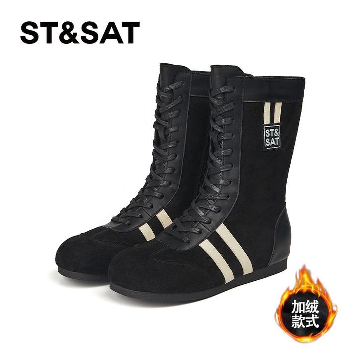 星期六加绒加厚马丁靴女2025新款冬季防寒保暖时尚明星同款鞋女款