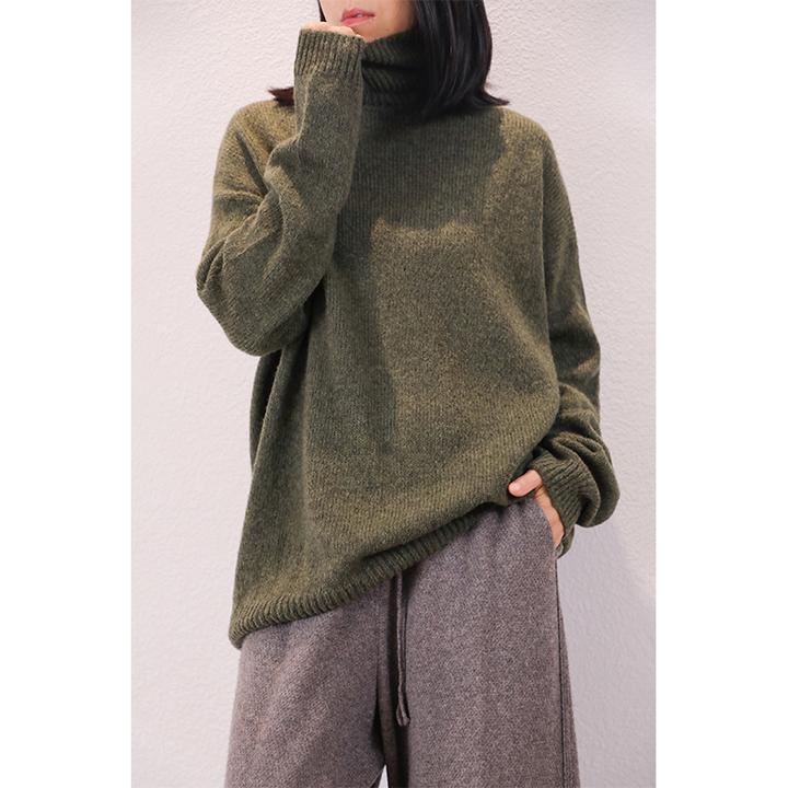 东雍 拥抱你 慵懒复古蓬松软糯高领插肩袖羊绒针织毛衣套头打底衫