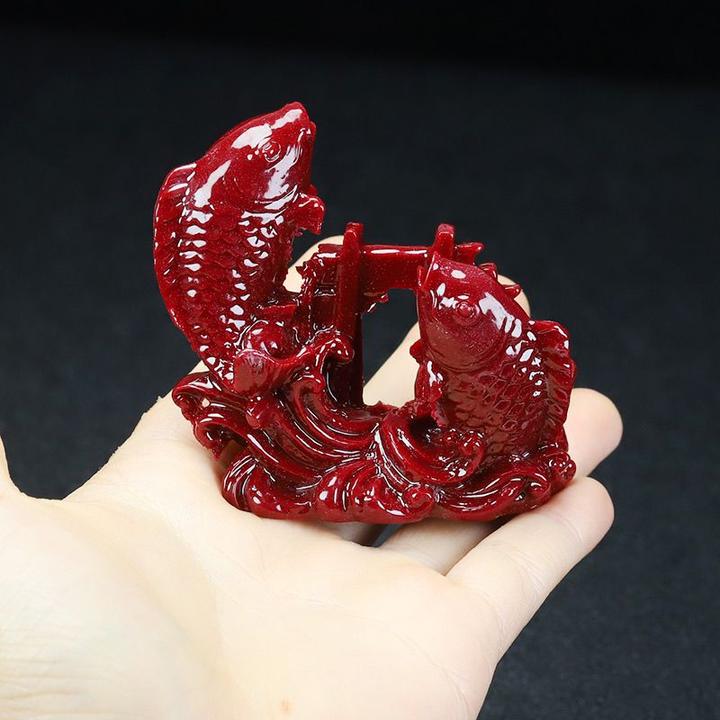 新款朱砂紫金鱼跃龙门财运滚滚摆件车载雕刻招财客厅玄关桌面
