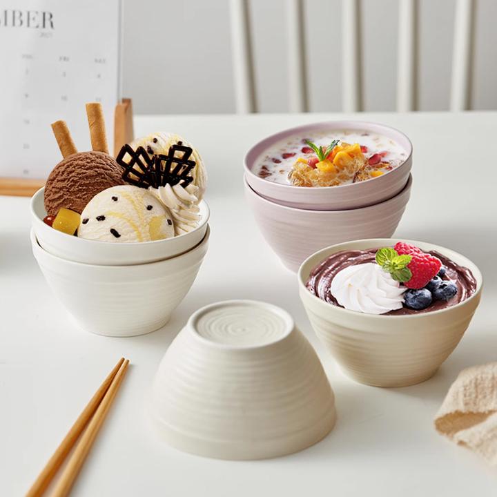 3个装饭碗】家用高颜值奶油风米饭碗陶瓷特别好看的小碗纯色沙拉碗
