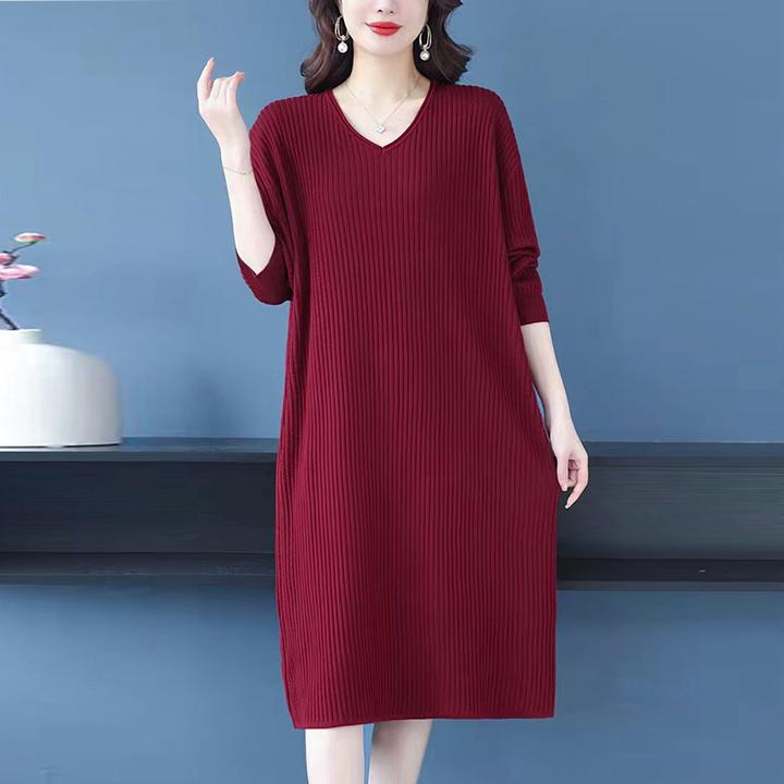 【秋米奴】2025秋冬新款针织大码时尚胖妹妹显瘦宽松休闲长款连衣裙