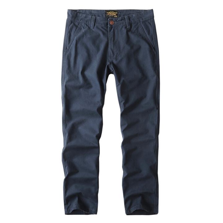 190-春秋季男士修身直筒休闲裤耐磨全棉工装长裤简约百搭轻熟商务